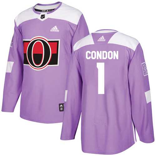 Youth Adidas Ottawa Senators #1 Mike Condon Purple Authentic Fights Cancer Stitched NHL Jersey
