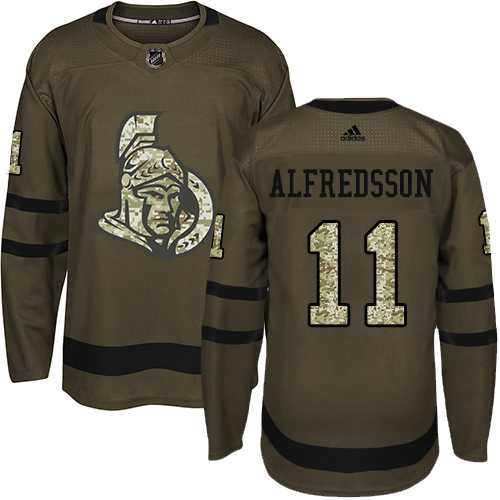 Youth Adidas Ottawa Senators #11 Daniel Alfredsson Green Salute to Service Stitched NHL Jersey