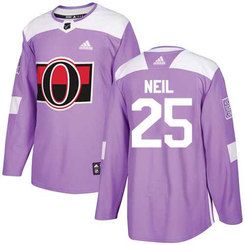 Youth Adidas Ottawa Senators #25 Chris Neil Purple Authentic Fights Cancer Stitched NHL Jersey