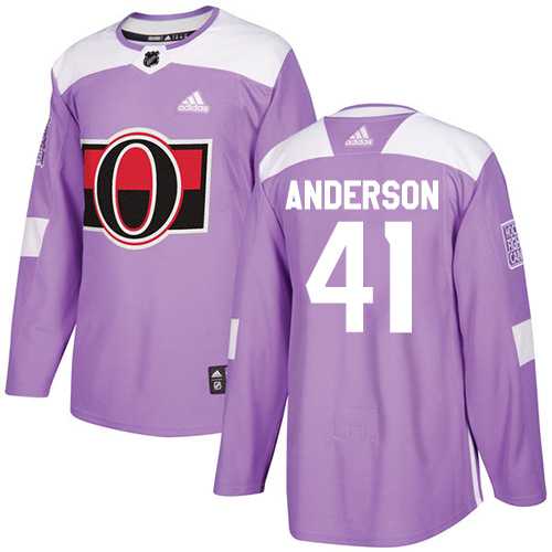 Youth Adidas Ottawa Senators #41 Craig Anderson Purple Authentic Fights Cancer Stitched NHL Jersey