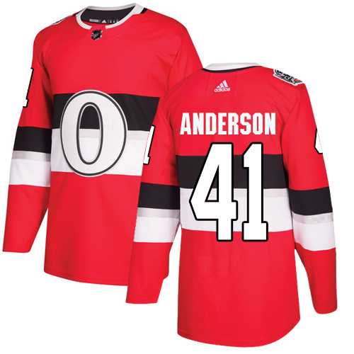 Youth Adidas Ottawa Senators #41 Craig Anderson Red Authentic 2017 100 Classic Stitched NHL Jersey