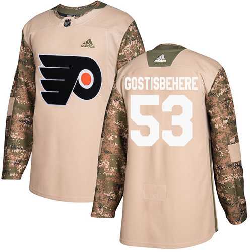 Youth Adidas Philadelphia Flyers #53 Shayne Gostisbehere Camo Authentic 2017 Veterans Day Stitched NHL Jersey
