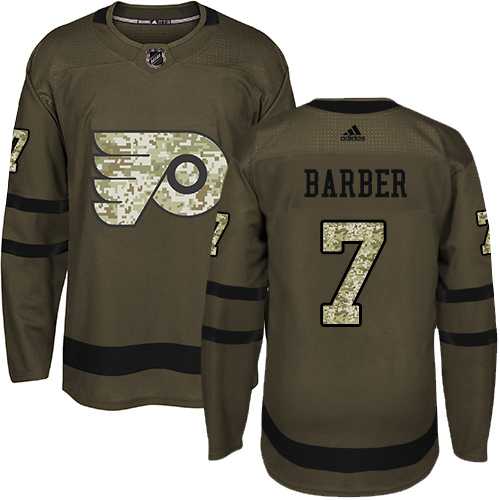 Youth Adidas Philadelphia Flyers #7 Bill Barber Green Salute to Service Stitched NHL Jersey