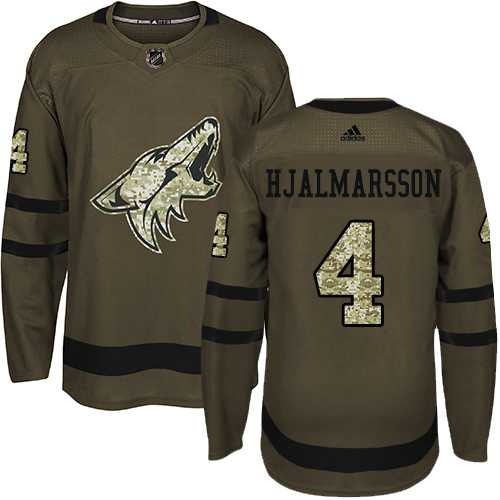 Youth Adidas Phoenix Coyotes #4 Niklas Hjalmarsson Green Salute to Service Stitched NHL Jersey