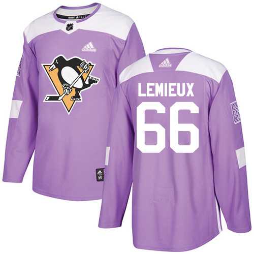 Youth Adidas Pittsburgh Penguins #66 Mario Lemieux Purple Authentic Fights Cancer Stitched NHL Jersey