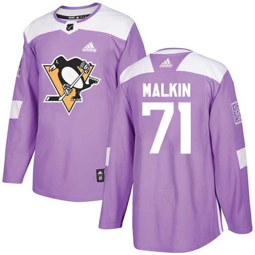 Youth Adidas Pittsburgh Penguins #71 Evgeni Malkin Purple Authentic Fights Cancer Stitched NHL Jersey