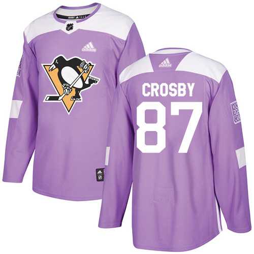 Youth Adidas Pittsburgh Penguins #87 Sidney Crosby Purple Authentic Fights Cancer Stitched NHL Jersey