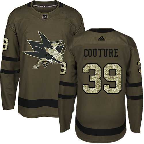 Youth Adidas San Jose Sharks #39 Logan Couture Green Salute to Service Stitched NHL Jersey