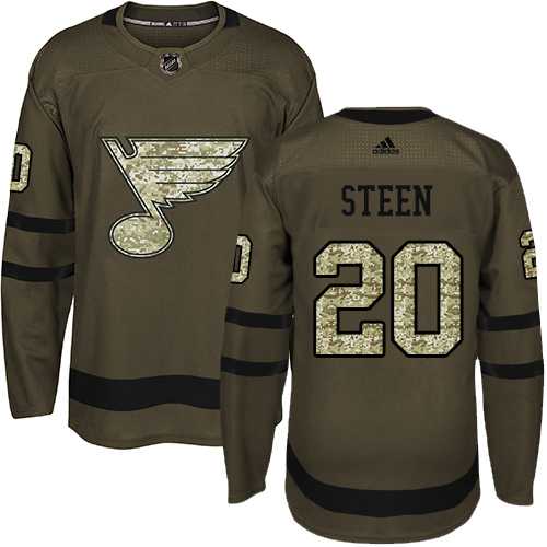 Youth Adidas St. Louis Blues #20 Alexander Steen Green Salute to Service Stitched NHL Jersey