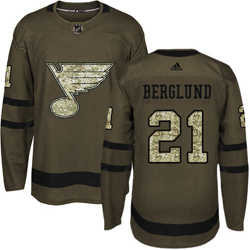 Youth Adidas St. Louis Blues #21 Patrik Berglund Green Salute to Service Stitched NHL Jersey