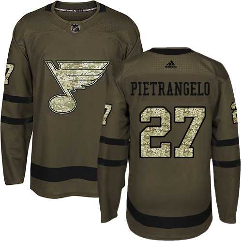 Youth Adidas St. Louis Blues #27 Alex Pietrangelo Green Salute to Service Stitched NHL Jersey