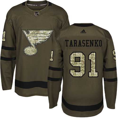 Youth Adidas St. Louis Blues #91 Vladimir Tarasenko Green Salute to Service Stitched NHL Jersey