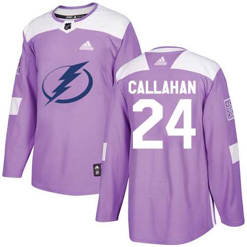 Youth Adidas Tampa Bay Lightning #24 Ryan Callahan Purple Authentic Fights Cancer Stitched NHL Jersey