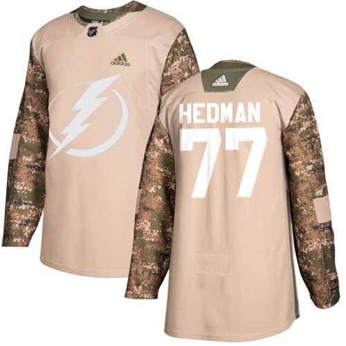 Youth Adidas Tampa Bay Lightning #77 Victor Hedman Camo Authentic 2017 Veterans Day Stitched NHL Jersey