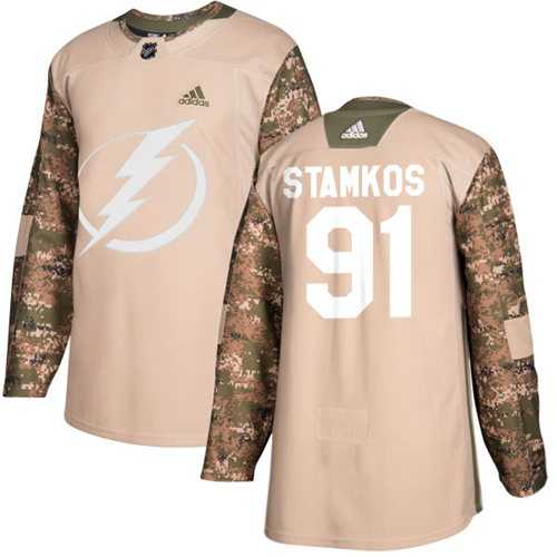 Youth Adidas Tampa Bay Lightning #91 Steven Stamkos Camo Authentic 2017 Veterans Day Stitched NHL Jersey