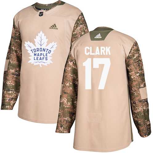 Youth Adidas Toronto Maple Leafs #17 Wendel Clark Camo Authentic 2017 Veterans Day Stitched NHL Jersey