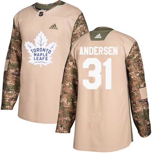 Youth Adidas Toronto Maple Leafs #31 Frederik Andersen Camo Authentic 2017 Veterans Day Stitched NHL Jersey