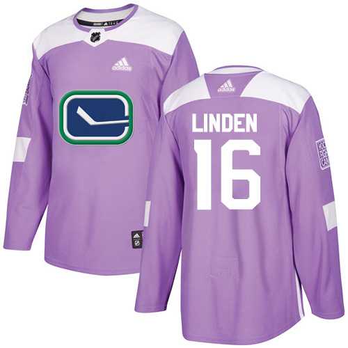 Youth Adidas Vancouver Canucks #16 Trevor Linden Purple Authentic Fights Cancer Stitched NHL Jersey