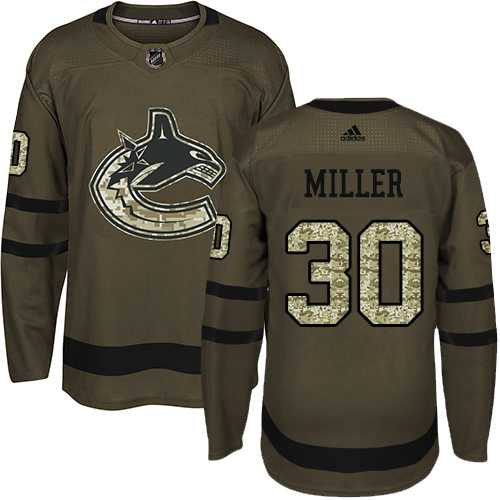 Youth Adidas Vancouver Canucks #30 Ryan Miller Green Salute to Service Stitched NHL Jersey
