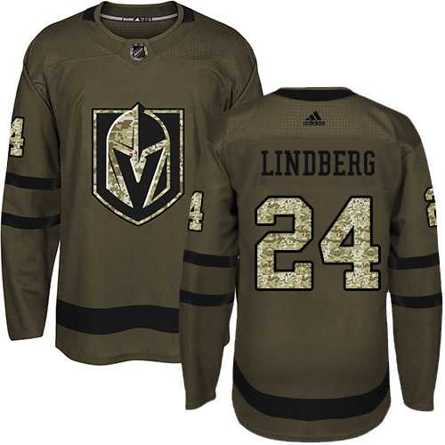 Youth Adidas Vegas Golden Knights #24 Oscar Lindberg Green Salute to Service Stitched NHL
