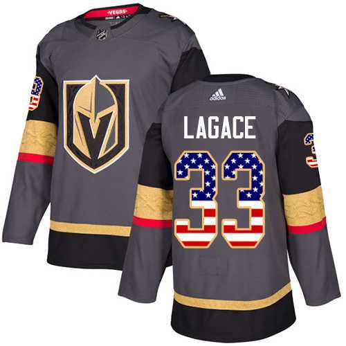 Youth Adidas Vegas Golden Knights #33 Maxime Lagace Grey Home Authentic USA Flag Stitched NHL Jersey