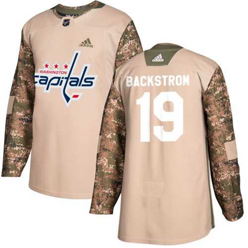 Youth Adidas Washington Capitals #19 Nicklas Backstrom Camo Authentic 2017 Veterans Day Stitched NHL Jersey