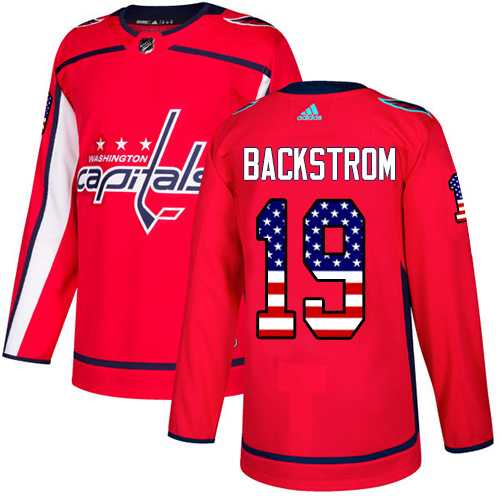 Youth Adidas Washington Capitals #19 Nicklas Backstrom Red Home Authentic USA Flag Stitched NHL Jersey