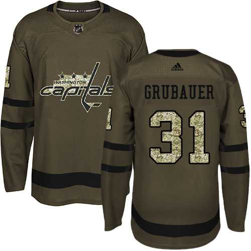Youth Adidas Washington Capitals #31 Philipp Grubauer Green Salute to Service Stitched NHL Jersey