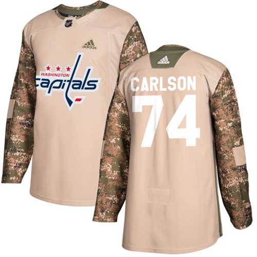 Youth Adidas Washington Capitals #74 John Carlson Camo Authentic 2017 Veterans Day Stitched NHL Jersey