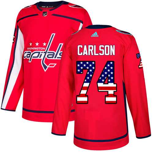 Youth Adidas Washington Capitals #74 John Carlson Red Home Authentic USA Flag Stitched NHL Jersey