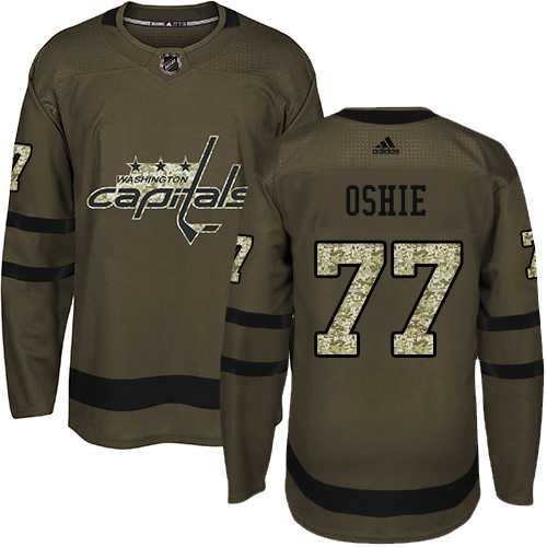 Youth Adidas Washington Capitals #77 T. J. Oshie Green Salute to Service Stitched NHL Jersey