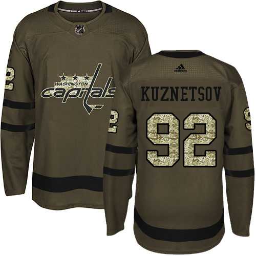 Youth Adidas Washington Capitals #92 Evgeny Kuznetsov Green Salute to Service Stitched NHL Jersey