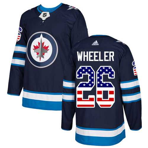 Youth Adidas Winnipeg Jets #26 Blake Wheeler Navy Blue Home Authentic USA Flag Stitched NHL Jersey