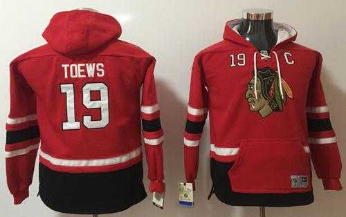 Youth Chicago Blackhawks #19 Jonathan Toews Red Name & Number Pullover NHL Hoodie