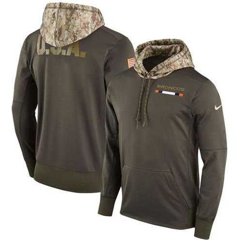 Youth Denver Broncos Nike Olive Salute to Service Sideline Therma Pullover Hoodie