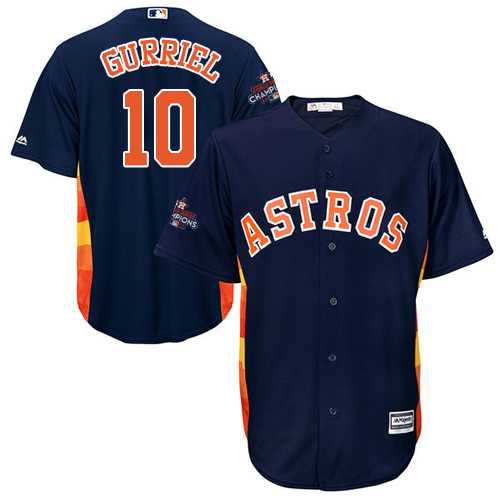 Youth Houston Astros #10 Yuli Gurriel Navy Blue Cool Base 2017 World Series Champions Stitched MLB Jersey
