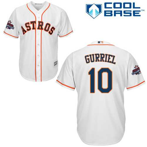 Youth Houston Astros #10 Yuli Gurriel White Cool Base 2017 World Series Champions Stitched MLB Jersey