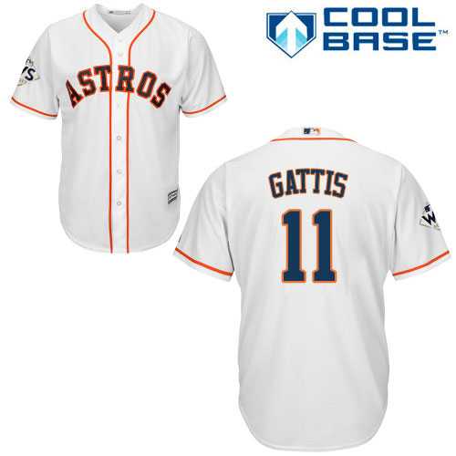 Youth Houston Astros #11 Evan Gattis White Cool Base 2017 World Series Bound Stitched MLB Jersey Youth Houston Astros #11 Evan Gattis White Cool Base 2017 World Series Bound Stitched MLB Jersey
