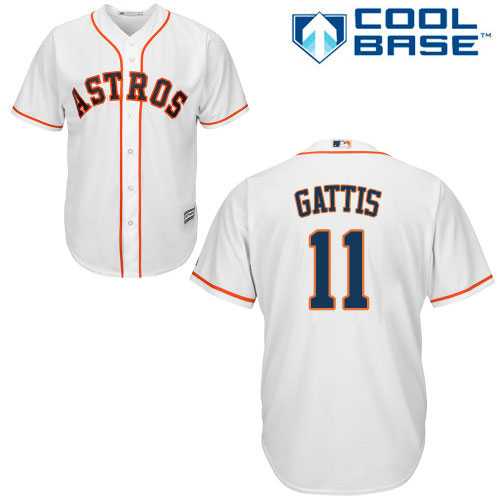 Youth Houston Astros #11 Evan Gattis White Cool Base Stitched MLB Jersey