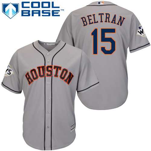 Youth Houston Astros #15 Carlos Beltran Grey Cool Base 2017 World Series Bound Stitched MLB Jersey