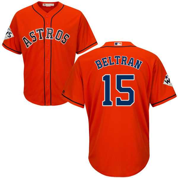 Youth Houston Astros #15 Carlos Beltran Orange Cool Base 2017 World Series Bound Stitched MLB Jersey