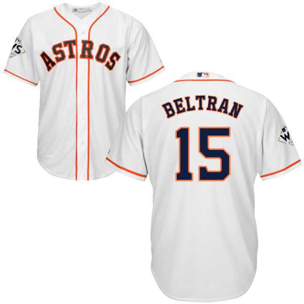 Youth Houston Astros #15 Carlos Beltran White Cool Base 2017 World Series Bound Stitched MLB Jersey
