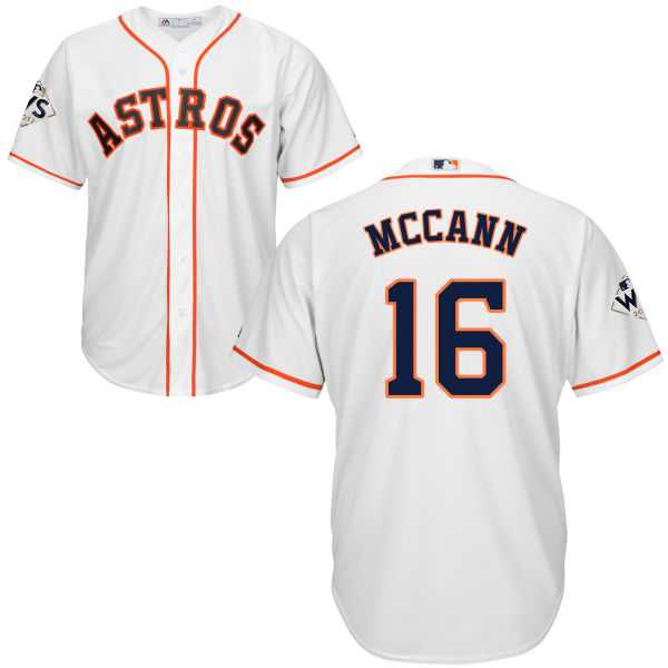Youth Houston Astros #16 Brian McCann White Cool Base 2017 World Series Bound Stitched MLB Jersey