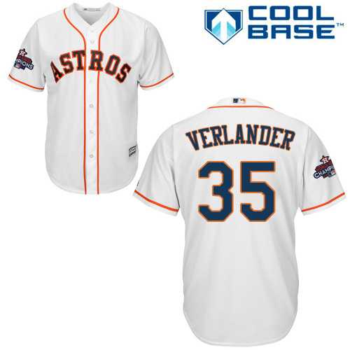 Youth Houston Astros #35 Justin Verlander White Cool Base 2017 World Series Champions Stitched MLB Jersey