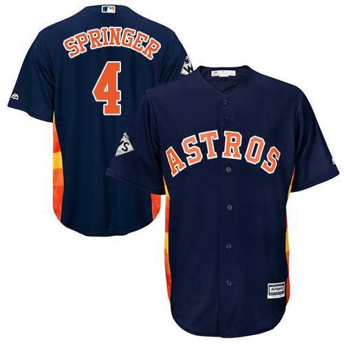 Youth Houston Astros #4 George Springer Navy Blue Cool Base 2017 World Series Bound Stitched MLB Jersey