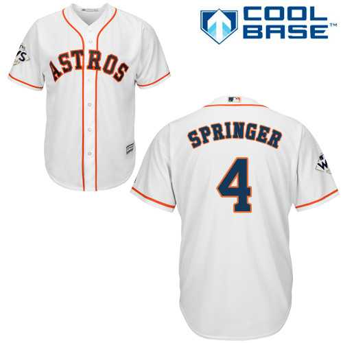 Youth Houston Astros #4 George Springer White Cool Base 2017 World Series Bound Stitched MLB Jersey