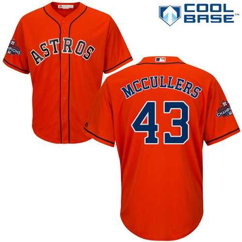 Youth Houston Astros #43 Lance McCullers Orange Cool Base 2017 World Series Champions Stitched MLB Jersey
