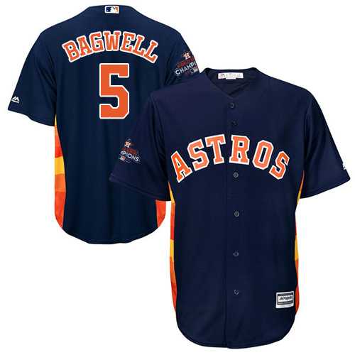 Youth Houston Astros #5 Jeff Bagwell Navy Blue Cool Base 2017 World Series Champions Stitched MLB Jersey