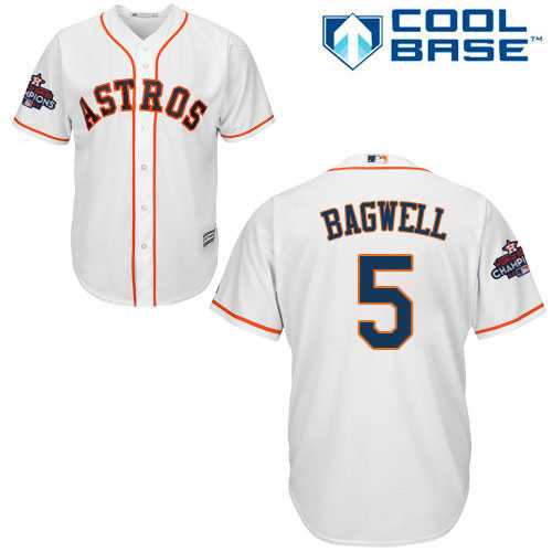 Youth Houston Astros #5 Jeff Bagwell White Cool Base 2017 World Series Champions Stitched MLB Jersey