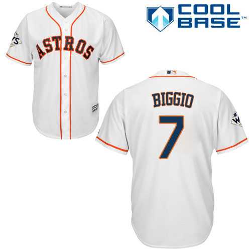 Youth Houston Astros #7 Craig Biggio White Cool Base 2017 World Series Bound Stitched MLB Jersey